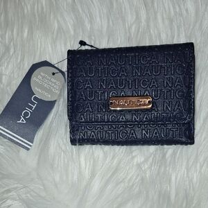 Nautica Black Wallet with Gold Logo Plate